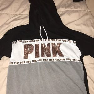 Sweater with PINK logo in rose gold